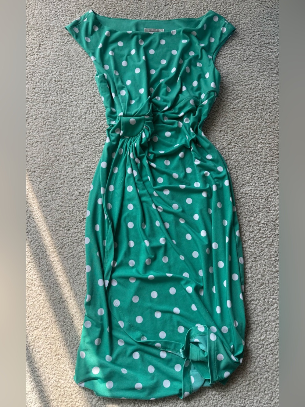 dressbarn Green Polka Dot Twist-Waist Maxi Dress